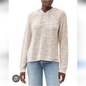 Michael Stars Tegan Space Dye Knit Cotton Hoodie Multicolor Med Comfy